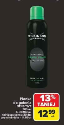 Pianka do golenia Wilkinson Sensitive 200 ml promocja w Carrefour