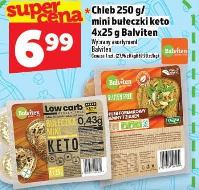Chleb 250 g/ mini bułeczki keto 4x25 g Balviten promocja w TOPAZ