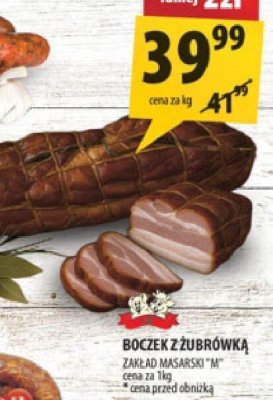 Boczek z zubrowką zakład masarski M promocja w Arhelan