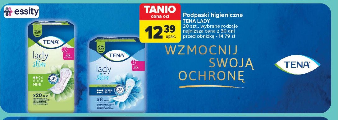 Wkładki mini Tena lady slim promocja w Carrefour Market