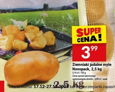 Ziemniaki jadalne myte Novopack, 2,5 kg promocja w Twój Market