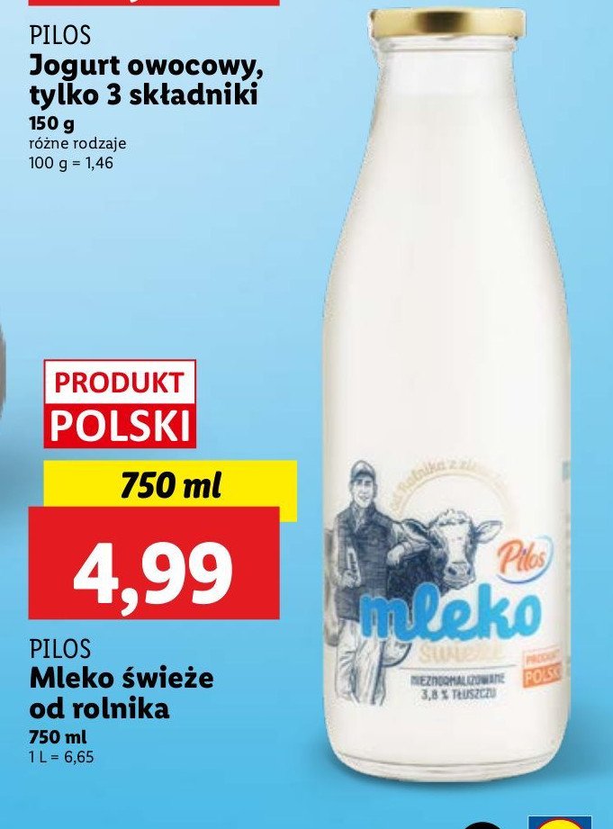 Mleko prosto od rolnika Pilos promocja w Lidl