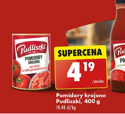 Pomidory krojone bez skórki w soku pomidorowym Pudliszki promocja