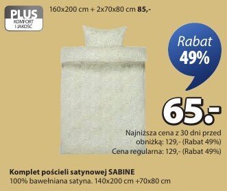 Komplet pościeli satynowej SABINE promocja w Jysk