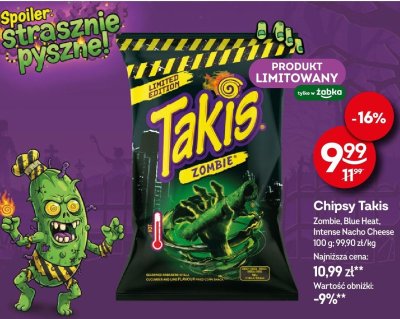 Chipsy Takis Zombie, Blue Heat, Intense Nacho Cheese promocja w Żabka