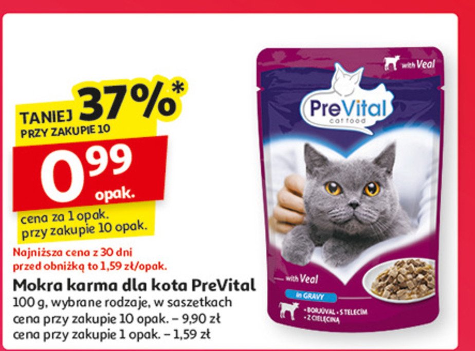 Karma dla kota cielęcina Prevital promocja w Auchan
