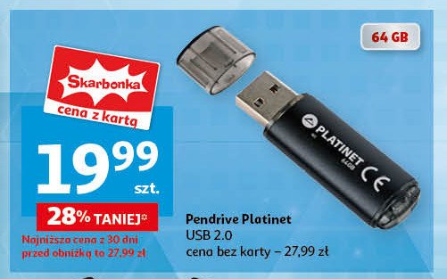 Pendrive 64 gb usb 2.0 Platinet promocja