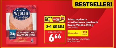 Wędlina schab wędzony na wiśniowo 2+1 GRATIS promocja w Biedronka