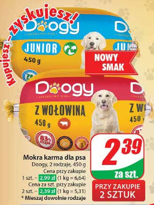 Karma dla psa z wołowiną Doogy promocja