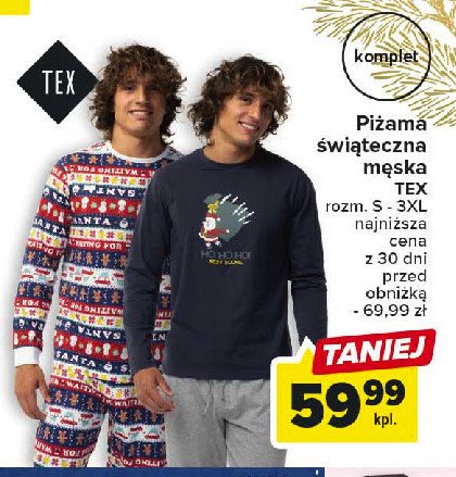 Piżama męska z nadrukiem świątecznym s-3xl Tex promocja