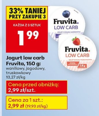 Jogurt low carb Fruvita, 150 g: truskawkowy promocja w Biedronka