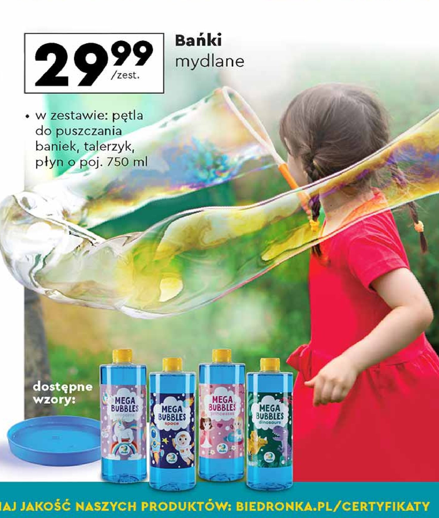 Zestaw do baniek mydlanych: pętla + talerzyk + płyn 750 ml promocja