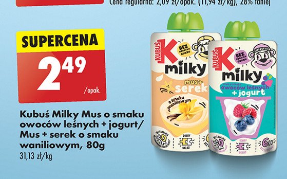 Mus jogurt wanilia Kubuś milky promocja