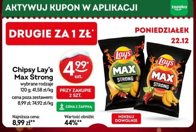 Chipsy Lay's Max Strong wybrane rodzaje 120 g promocja w Żabka