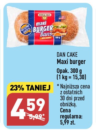 Burger maxi Dan cake promocja