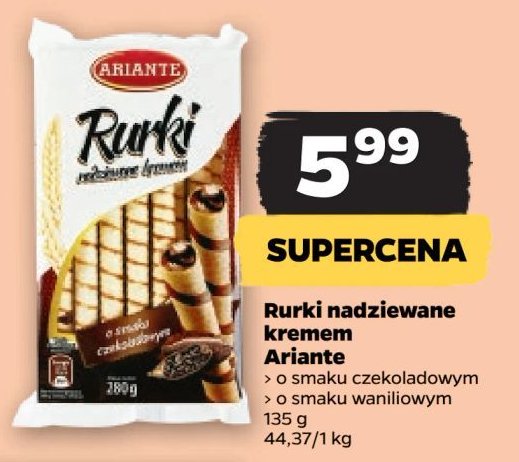 Rurki waflowe z nadzieniem waniliowym Ariante promocja