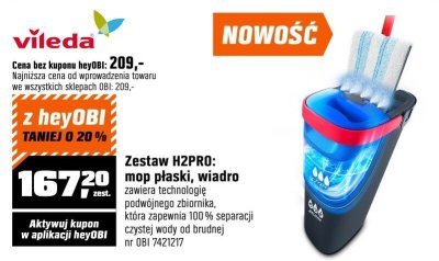 Zestaw H2PRO: mop płaski, wiadro promocja w OBI