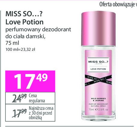 Dezodorant wild berries & jasmine Miss so...? promocja