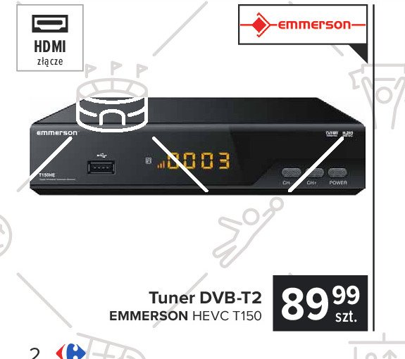 Tuner dvb-t2 hevc t150 Emmerson promocja