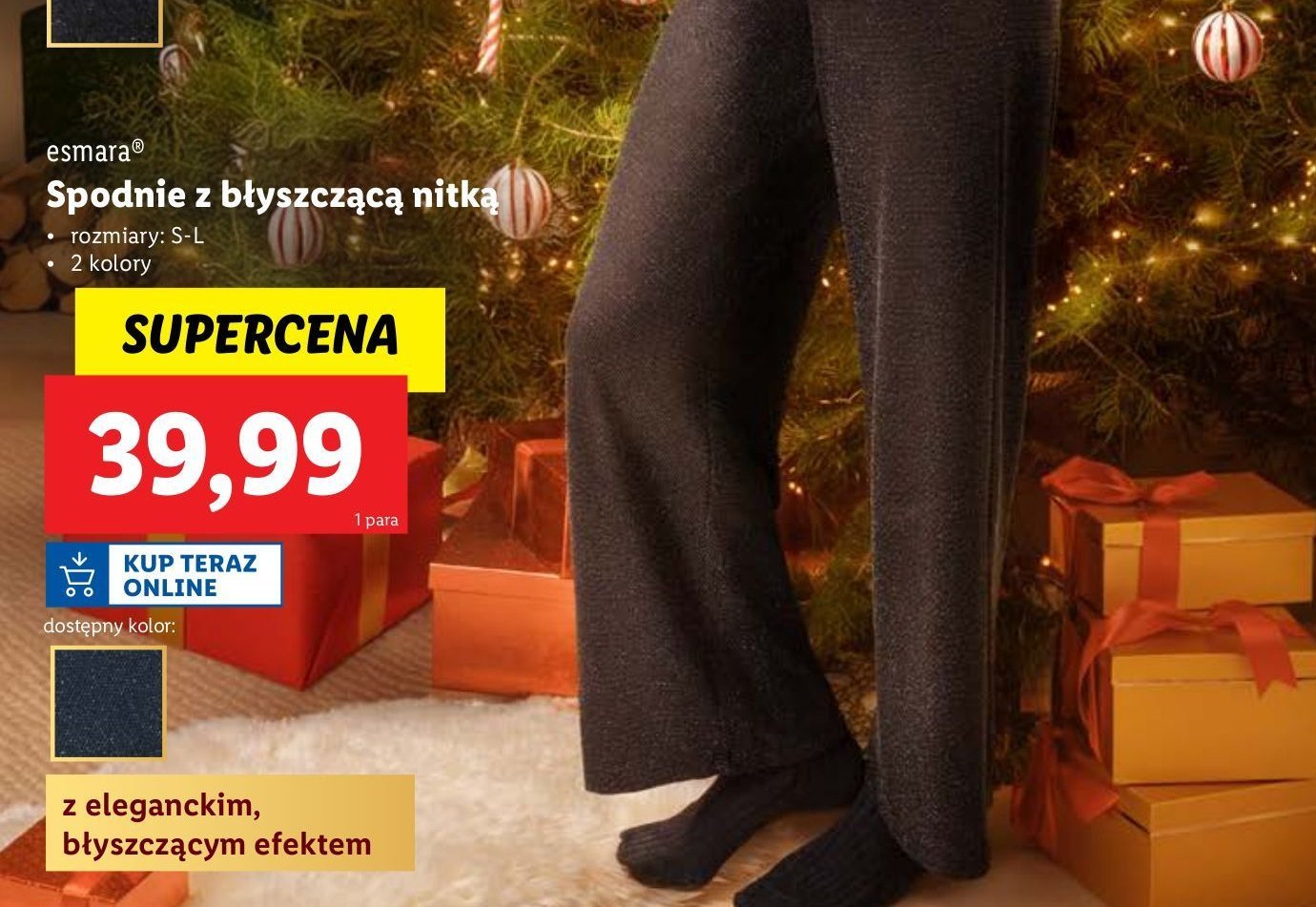 Spodnie z błyszczącą nitką s-l Esmara promocja w Lidl