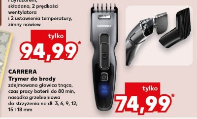 Maszynka do strzyżenia włosów zdejmowana główica tnąca, dł. strzyżenia 0,9-12 mm, 2 nakładki grzebieniowe, czas pracy baterii do 80 min, 2 prędkości strzyżenia, system pracy ze stali nierdzewnej, wyświetlacz LED ze wskaźnikiem poziomem naładowania baterii promocja w Kaufland