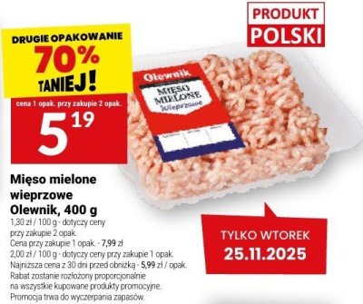 Mięso mielone wieprzowe Olewnik, 400 g promocja w Twój Market