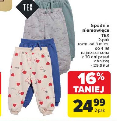 Spodnie niemowlęce Tex promocja w Carrefour