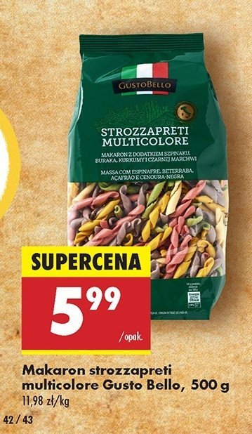 Makaron strozzapreti multicolore Gustobello promocja