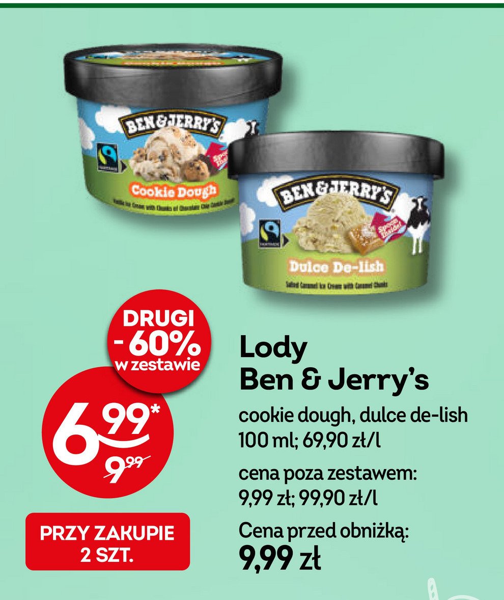 Lody dulce de-lish Ben & jerry's promocja w Żabka