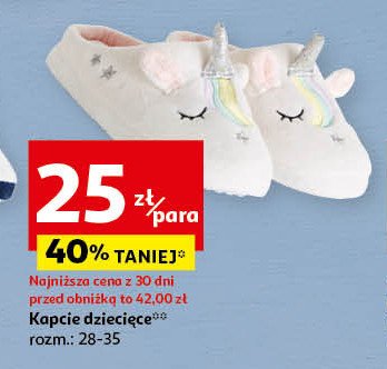 Kapcie dla dzieci 28-35 jednorożec Auchan inextenso promocja