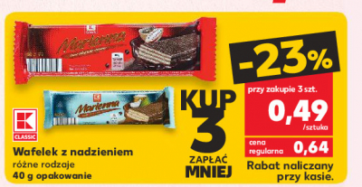 Wafelek z nadzieniem mlecznym K-classic marienna promocja