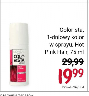 Farba do włosów w sprayu 1-dniowa pinkhair L'oreal colorista spray promocja