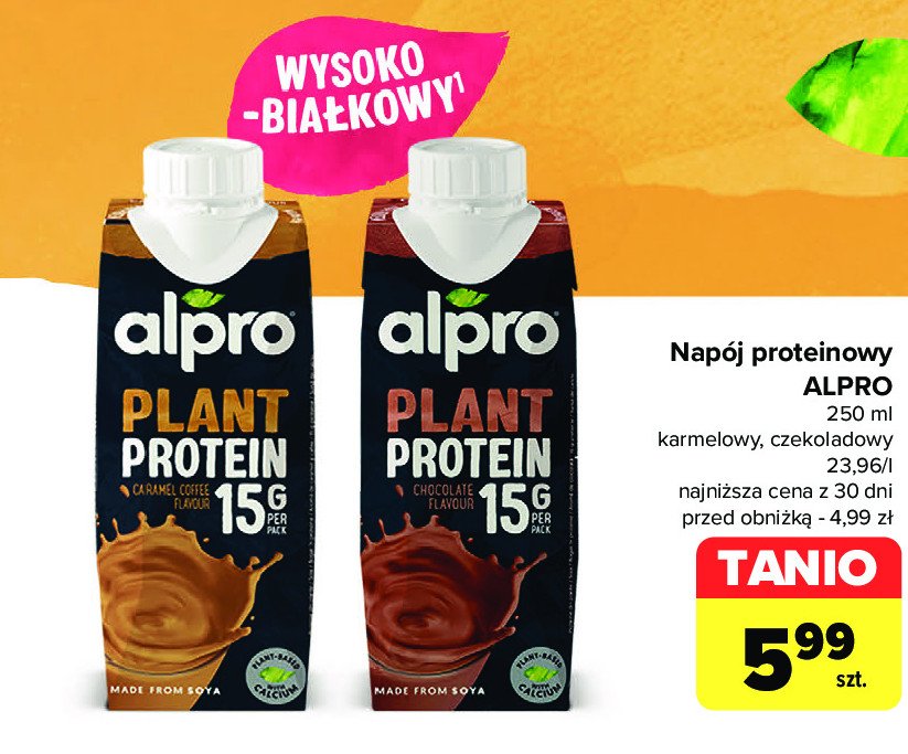 Napój karmel-kawa Alpro plant protein promocja w Carrefour