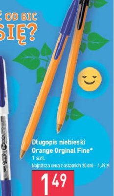 Długopis czarny Bic orange promocja