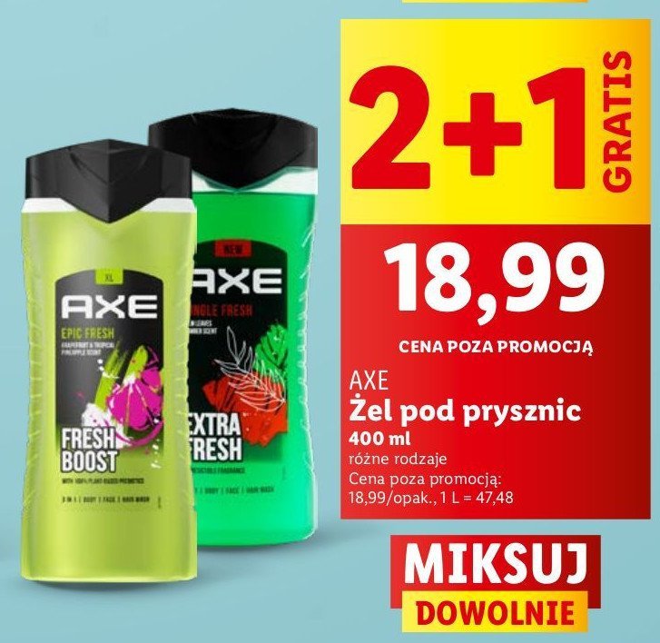 Zel pod prysznic Axe jungle fresh promocja w Lidl