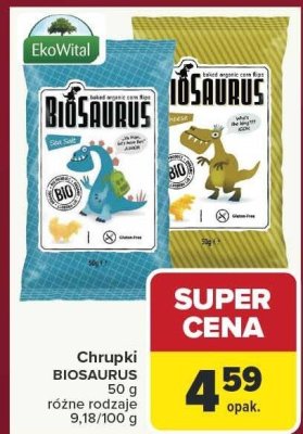 Chrupki BIOSAURUS TOSAURUS 50 g różne rodzaje promocja w Carrefour