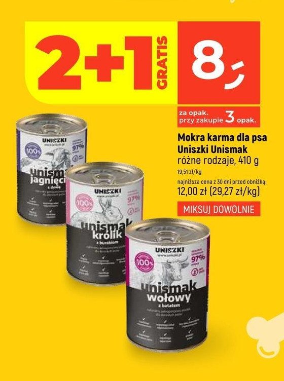 Karma unismak wołowy z batatem Uniszki promocja w Dealz