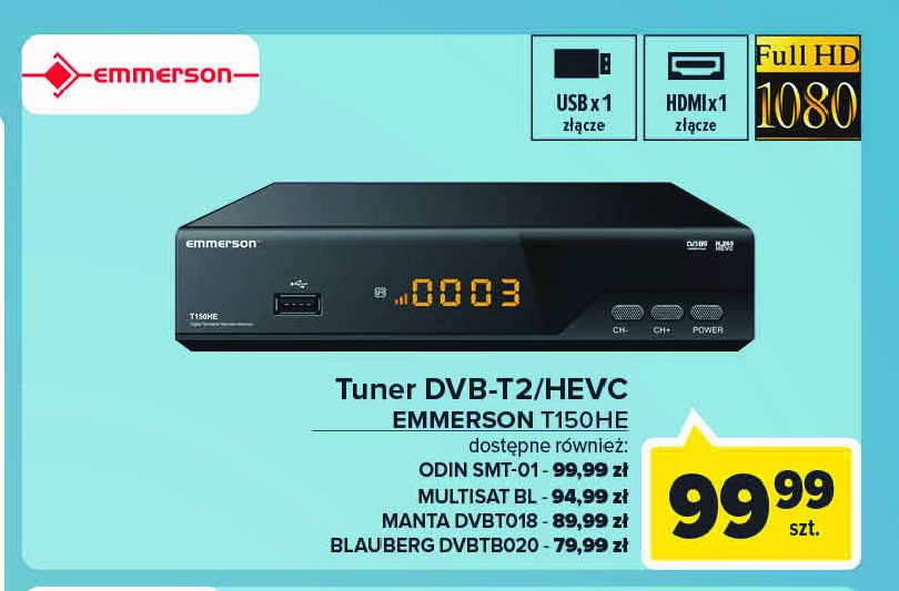 Tuner dvb-t2 h.265 hevc t150he Emmerson promocja