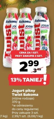 Jogurt pitny Twist (różne rodzaje) Bakoma promocja w Netto