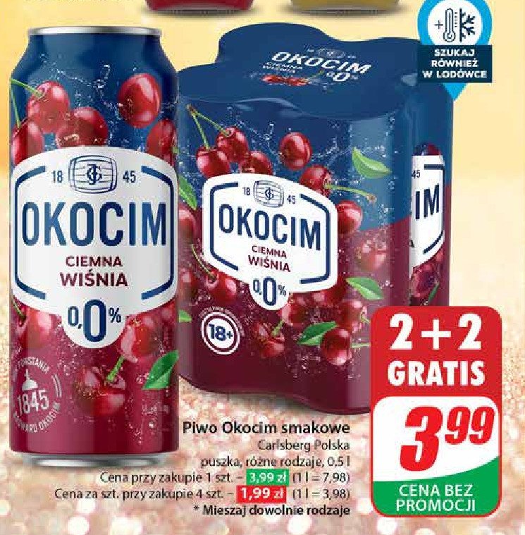 Piwo Okocim radler ciemny wiśnia 0% promocja