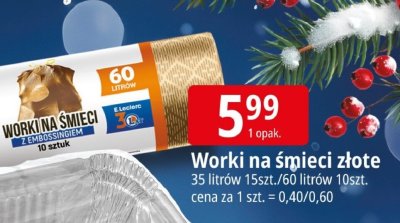 Worki na śmieci Złote Elembal promocja w Leclerc