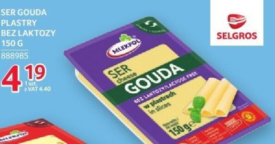 Ser Gouda plastry bez laktozy Mlekpol 150g promocja w Selgros