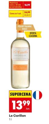 Wino białe Le Carillon promocja w Biedronka
