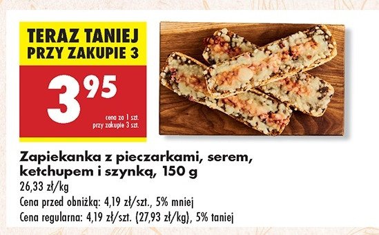 Zapiekanka z pieczarkami serem ketchupem i szynką promocja