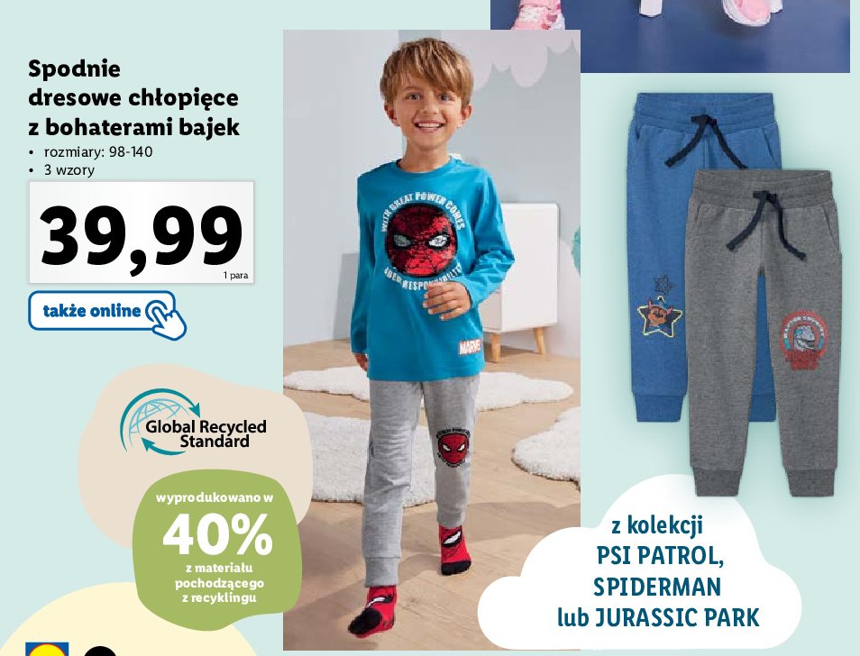 Spodnie dresowe chłopięce 98-140 spiderman promocja