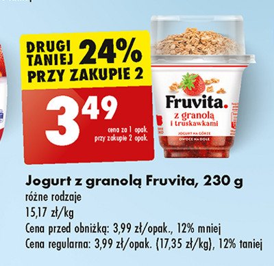 Jogurt truskawkowy z granolą Fruvita promocja