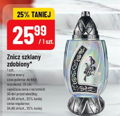 Znicz szklany zdobiony, różne wzory promocja w POLOmarket