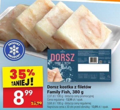 Dorsz kostka z filetów Family Fish, 380 g promocja w Twój Market