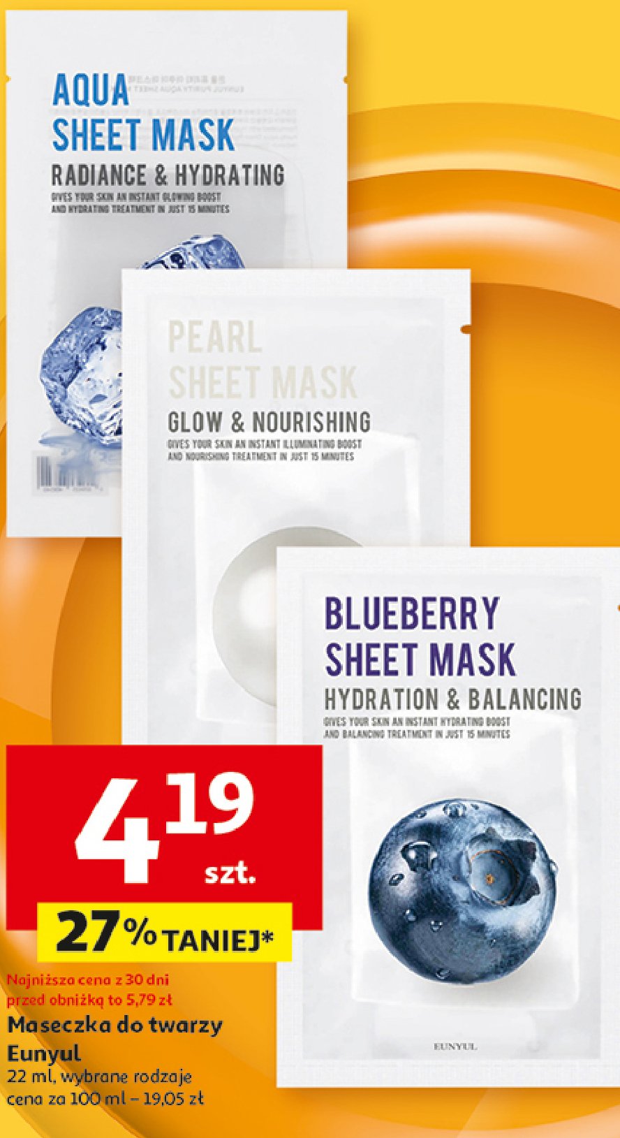 Maska w płachcie aqua sheet EUNYUL DAILY CARE SHEET MASK promocja