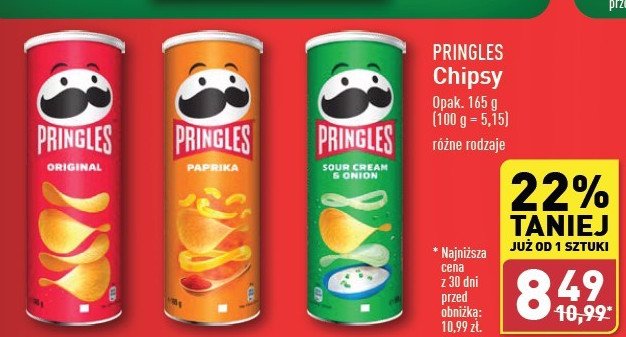 Chipsy śmietana-cebula Pringles promocja w Aldi